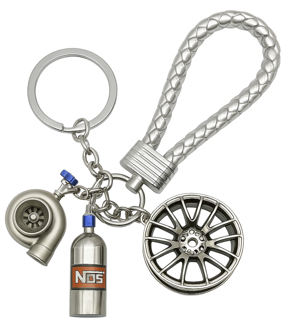 Grey Automotive Keychain Set