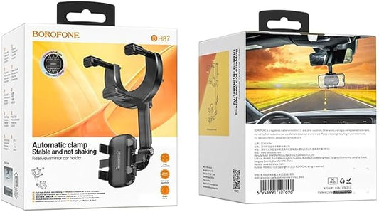 Borofone BH87 Car Windrider Rearview Mirror Mobile Mount, Black