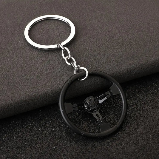 Black Racing Steering Keychain